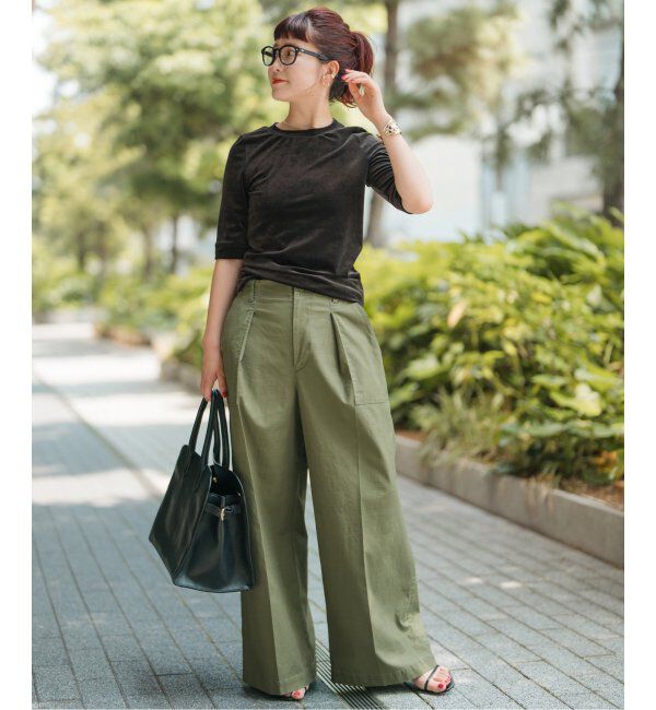 Spick and Span「バックサテンカーゴワイドパンツ」|カーゴ|