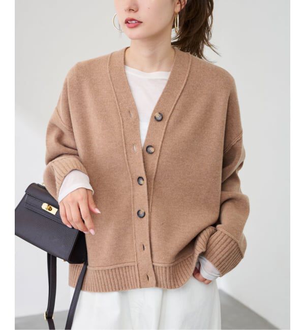 FRAMeWORK「AQUA Vネックカーディガン」|カーディガン|キャメル