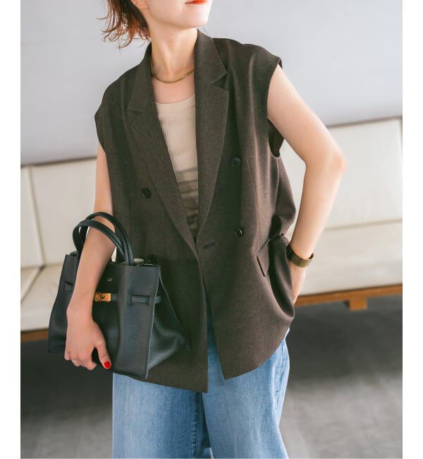 Spick and Span「《追加》メランジダブルブレストジレ」|その他|ブラウン