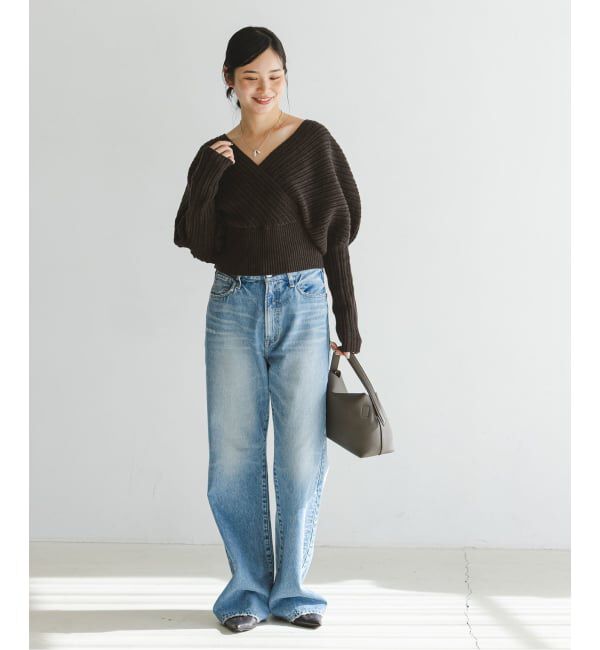 NOBLE「カシュクールランダムリブニットプルオーバー」|ニット・セーター|