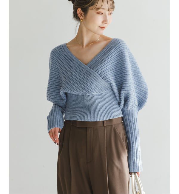 NOBLE「カシュクールランダムリブニットプルオーバー」|ニット・セーター|