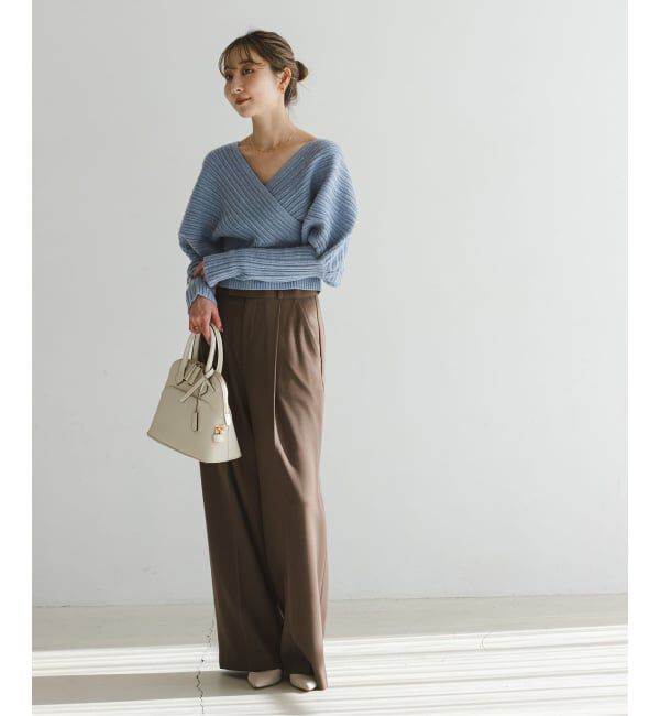 NOBLE「カシュクールランダムリブニットプルオーバー」|ニット・セーター|