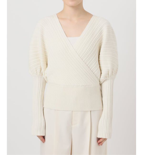 NOBLE「カシュクールランダムリブニットプルオーバー」|ニット・セーター|