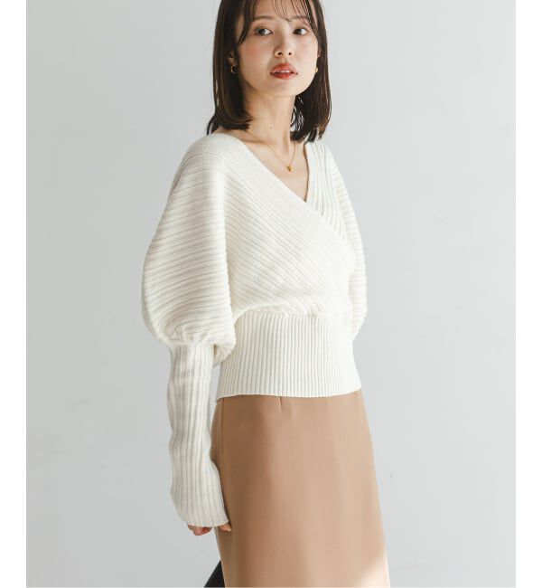 NOBLE「カシュクールランダムリブニットプルオーバー」|ニット・セーター|