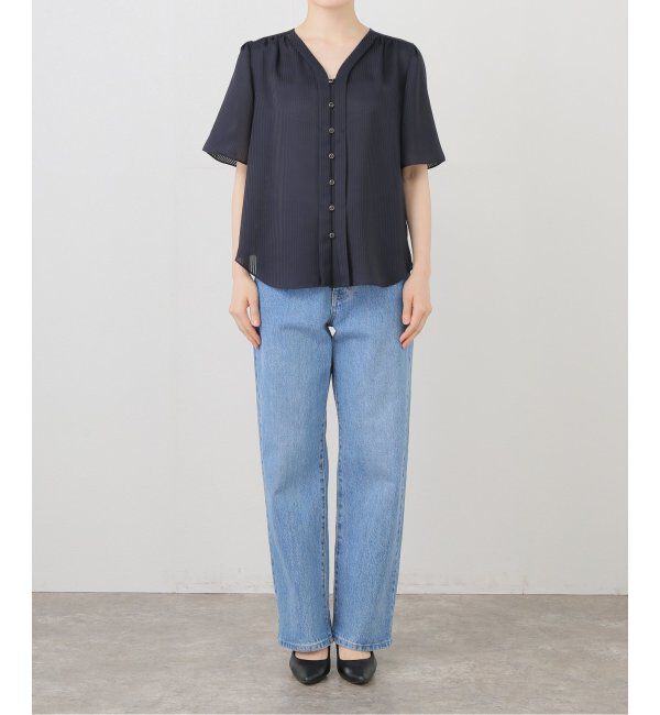  「【洗える】Vネックブラウス」|シャツ・ブラウス|