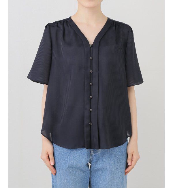  「【洗える】Vネックブラウス」|シャツ・ブラウス|