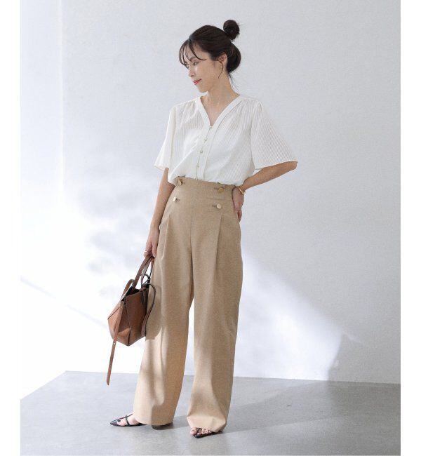  「【洗える】Vネックブラウス」|シャツ・ブラウス|