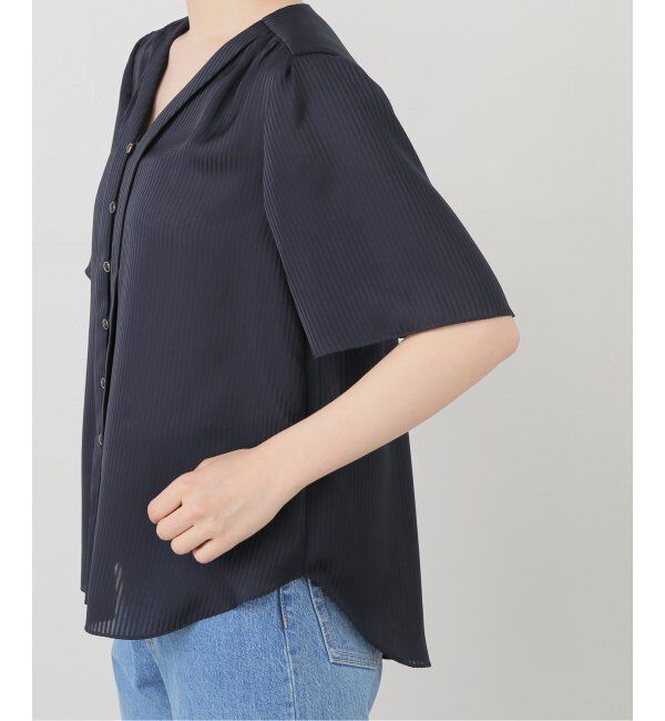  「【洗える】Vネックブラウス」|シャツ・ブラウス|