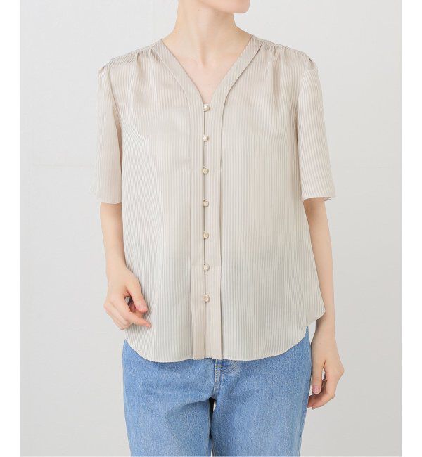  「【洗える】Vネックブラウス」|シャツ・ブラウス|