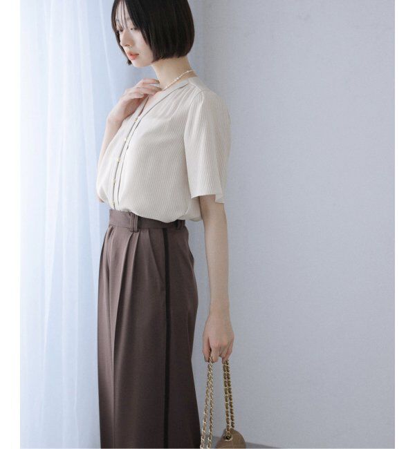  「【洗える】Vネックブラウス」|シャツ・ブラウス|