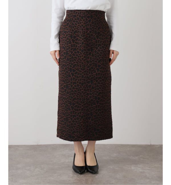  「【洗える】フェイクレザー・ジャガードスカート」|スカート|