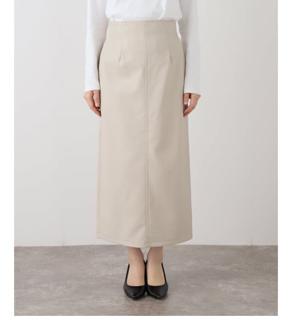  「【洗える】フェイクレザー・ジャガードスカート」|スカート|