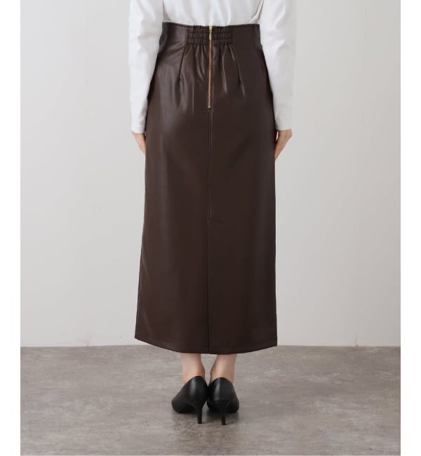  「【洗える】フェイクレザー・ジャガードスカート」|スカート|