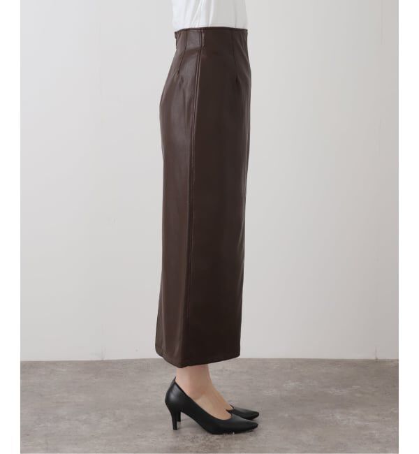  「【洗える】フェイクレザー・ジャガードスカート」|スカート|