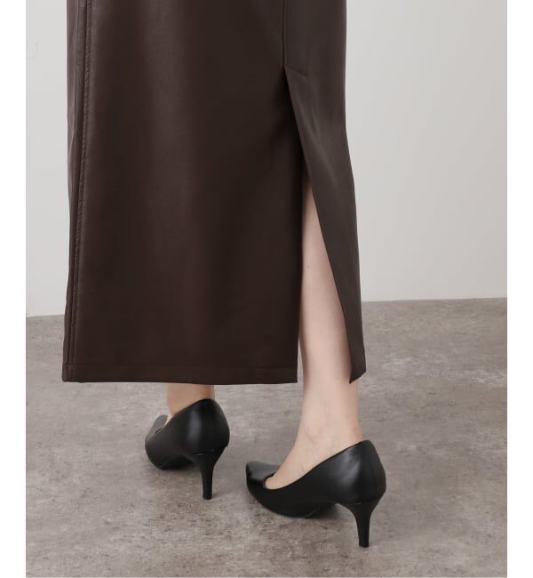  「【洗える】フェイクレザー・ジャガードスカート」|スカート|