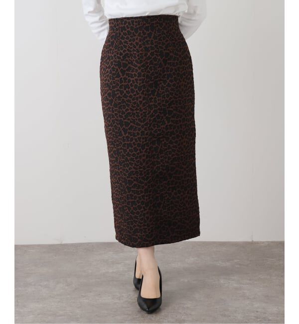 「【洗える】フェイクレザー・ジャガードスカート」|スカート|ブラウン C