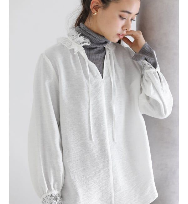  「【洗える】レーススキッパーブラウス」|シャツ・ブラウス|