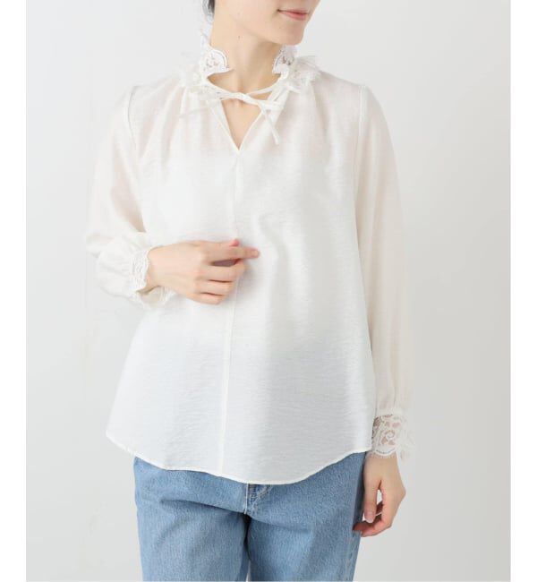  「【洗える】レーススキッパーブラウス」|シャツ・ブラウス|