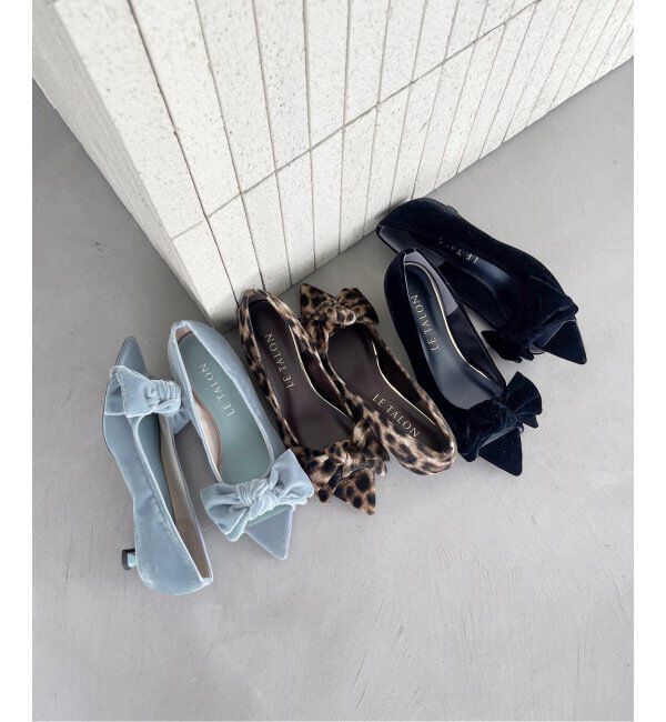  「3.5cmポインテッドリボンオープントゥパンプス」|パンプス|