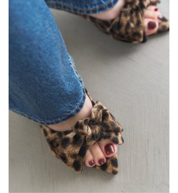  「3.5cmポインテッドリボンオープントゥパンプス」|パンプス|