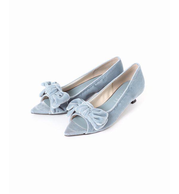  「3.5cmポインテッドリボンオープントゥパンプス」|パンプス|