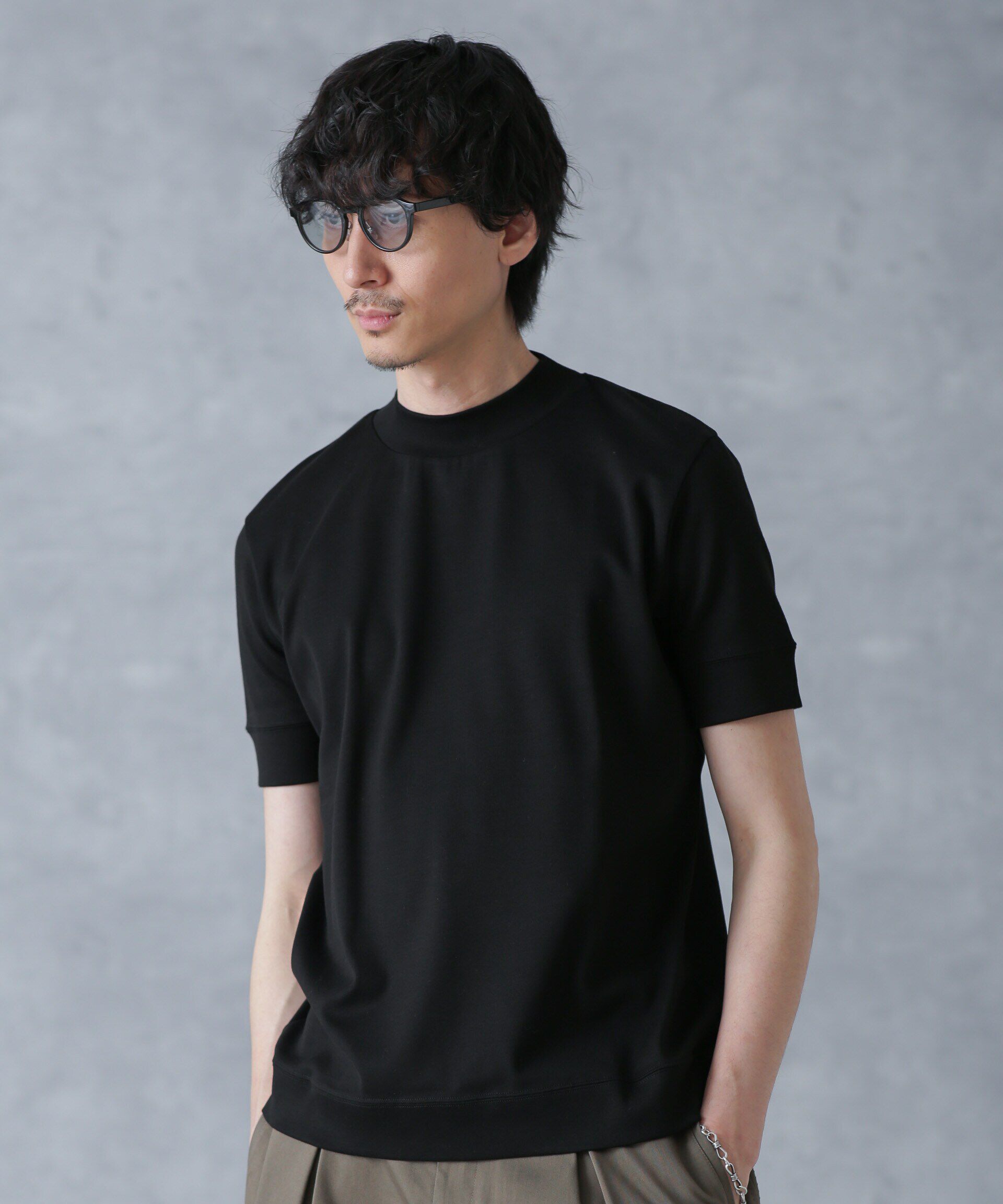 nano･universe「「FORMAL JERSEY」モックネックカットソー半袖」|Tシャツ・カットソー|