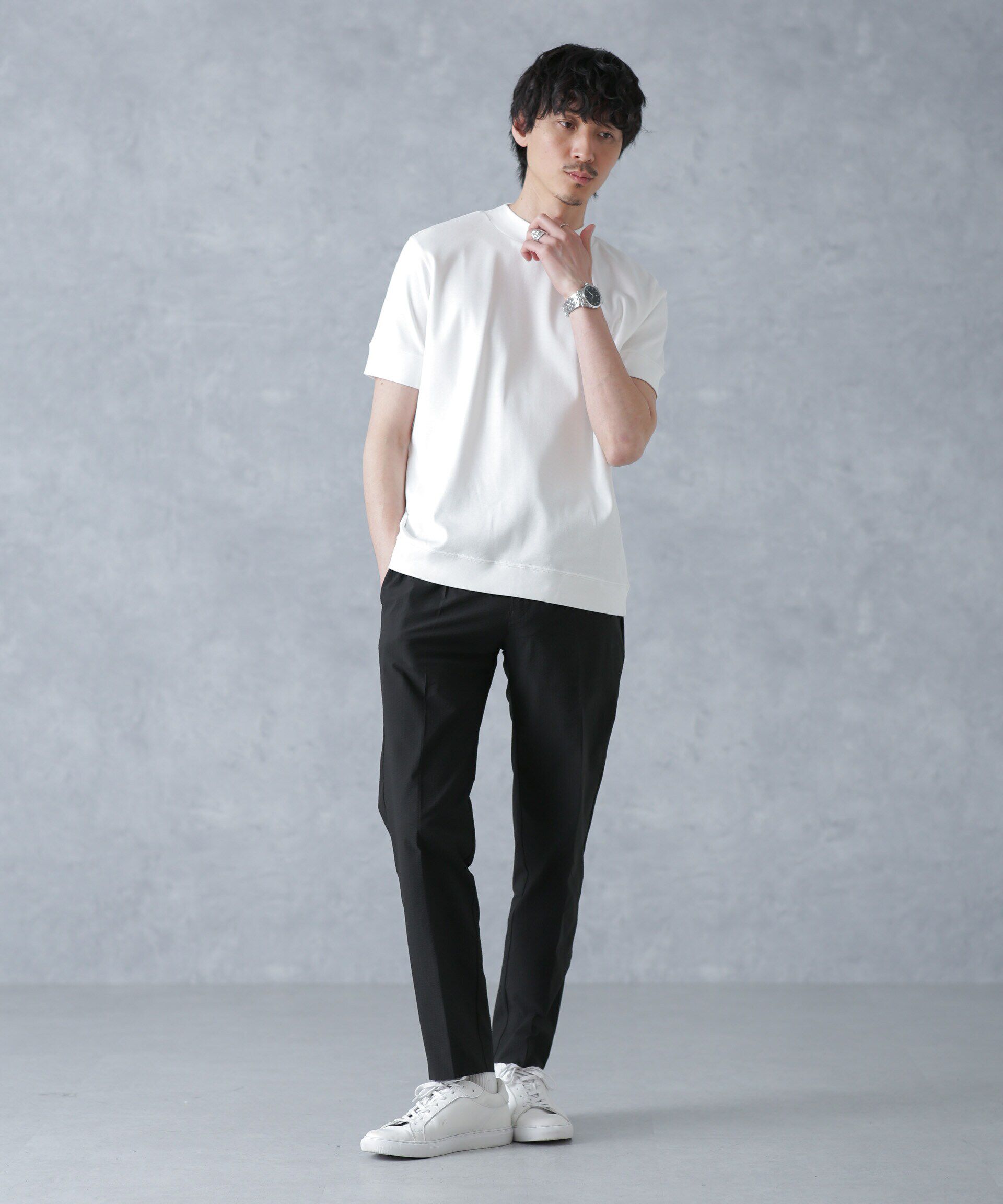 nano･universe「「FORMAL JERSEY」モックネックカットソー半袖」|Tシャツ・カットソー|