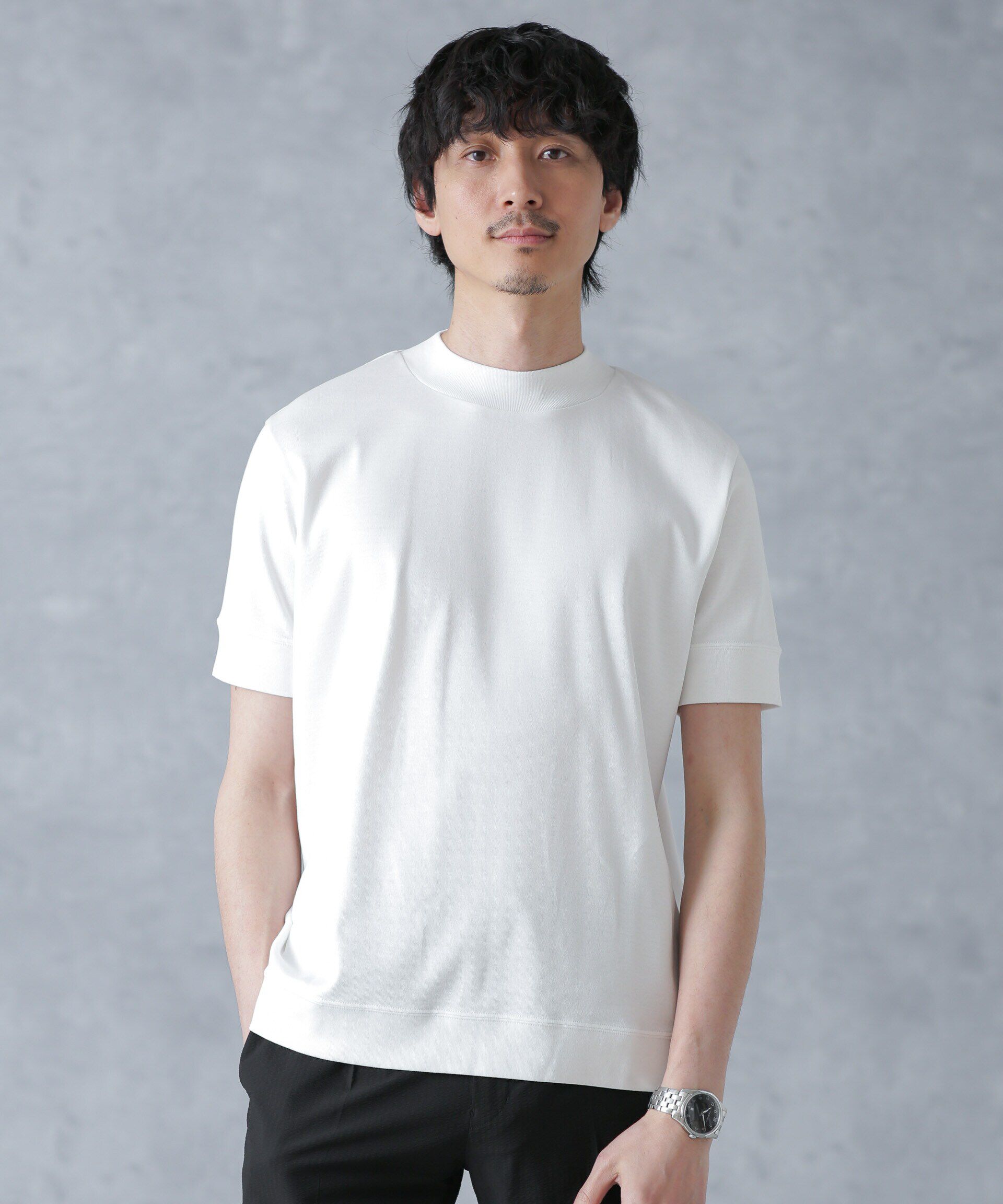 nano･universe「「FORMAL JERSEY」モックネックカットソー半袖」|Tシャツ・カットソー|