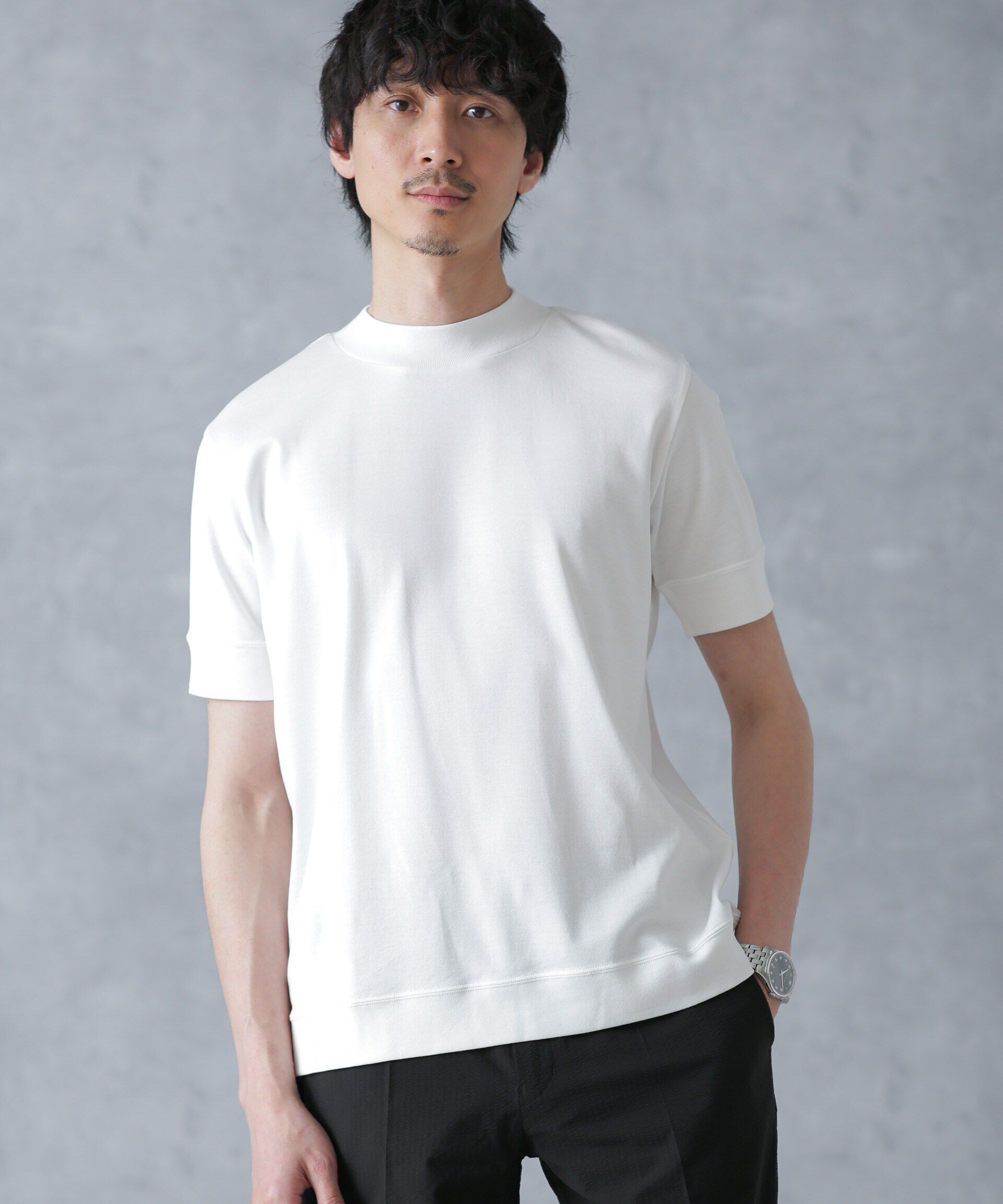 nano･universe「「FORMAL JERSEY」モックネックカットソー半袖」|Tシャツ・カットソー|