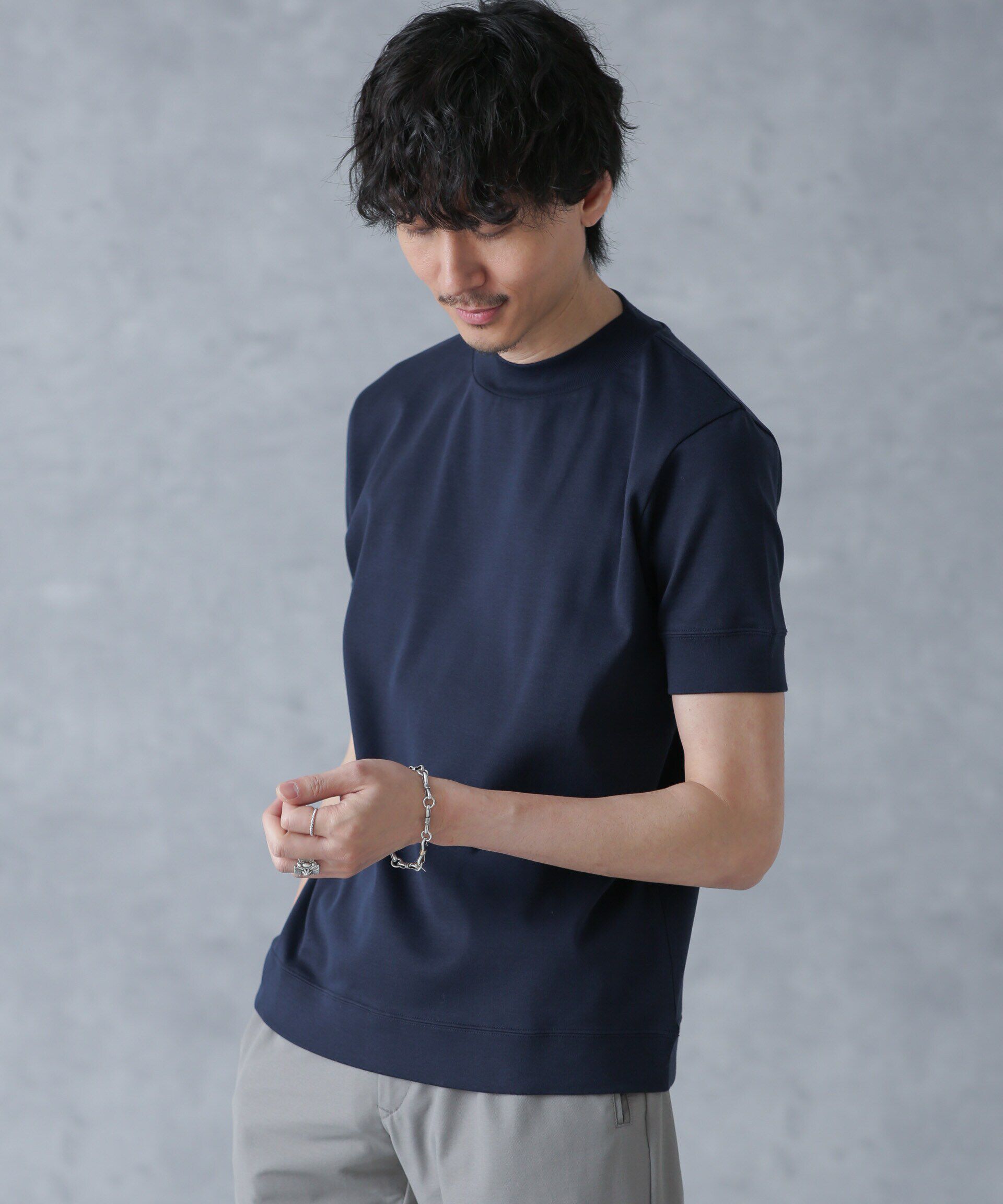 nano･universe「「FORMAL JERSEY」モックネックカットソー半袖」|Tシャツ・カットソー|