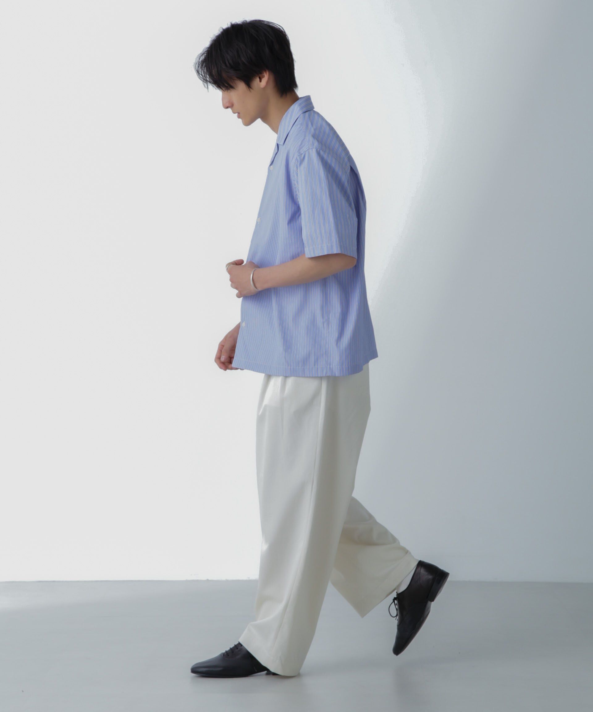 nano･universe「ストライプコンビ ハーフスリーブシャツ」|シャツ・ブラウス|