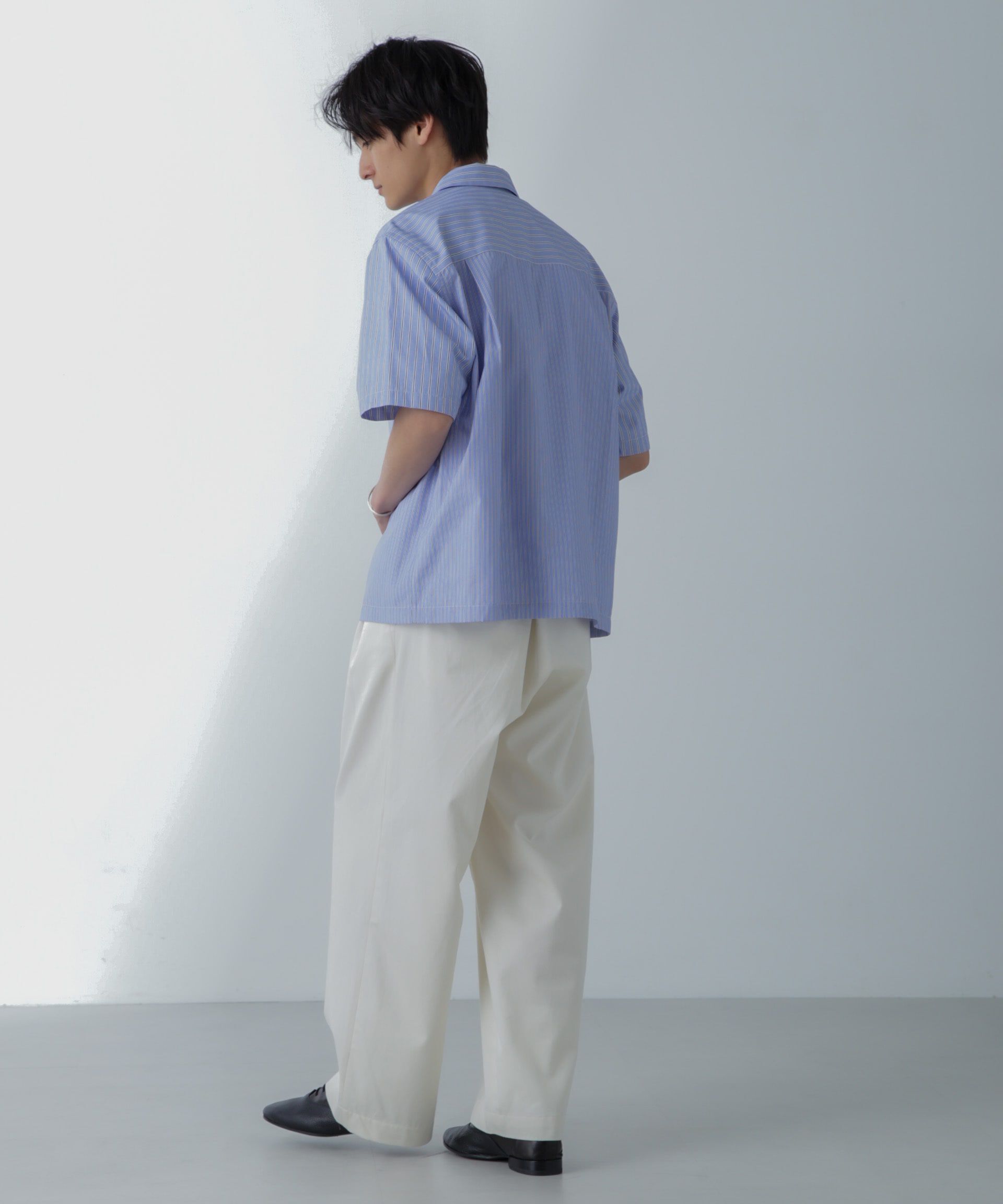 nano･universe「ストライプコンビ ハーフスリーブシャツ」|シャツ・ブラウス|