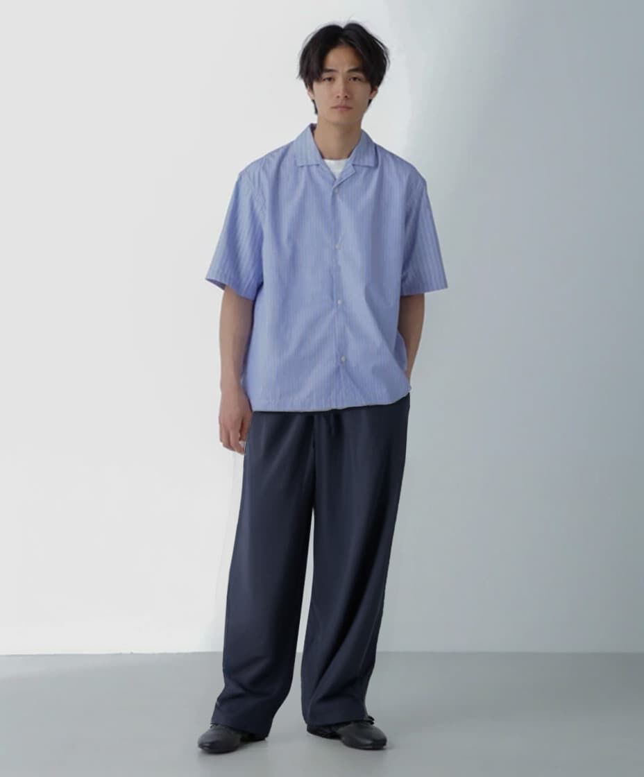 nano･universe「ストライプコンビ ハーフスリーブシャツ」|シャツ・ブラウス|