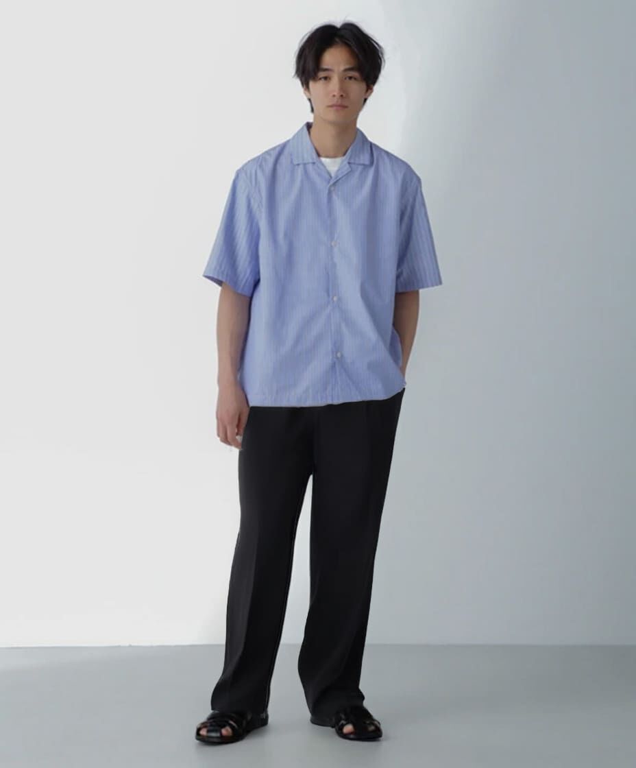 nano･universe「ストライプコンビ ハーフスリーブシャツ」|シャツ・ブラウス|