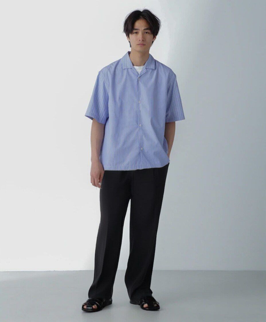 nano･universe「ストライプコンビ ハーフスリーブシャツ」|シャツ・ブラウス|