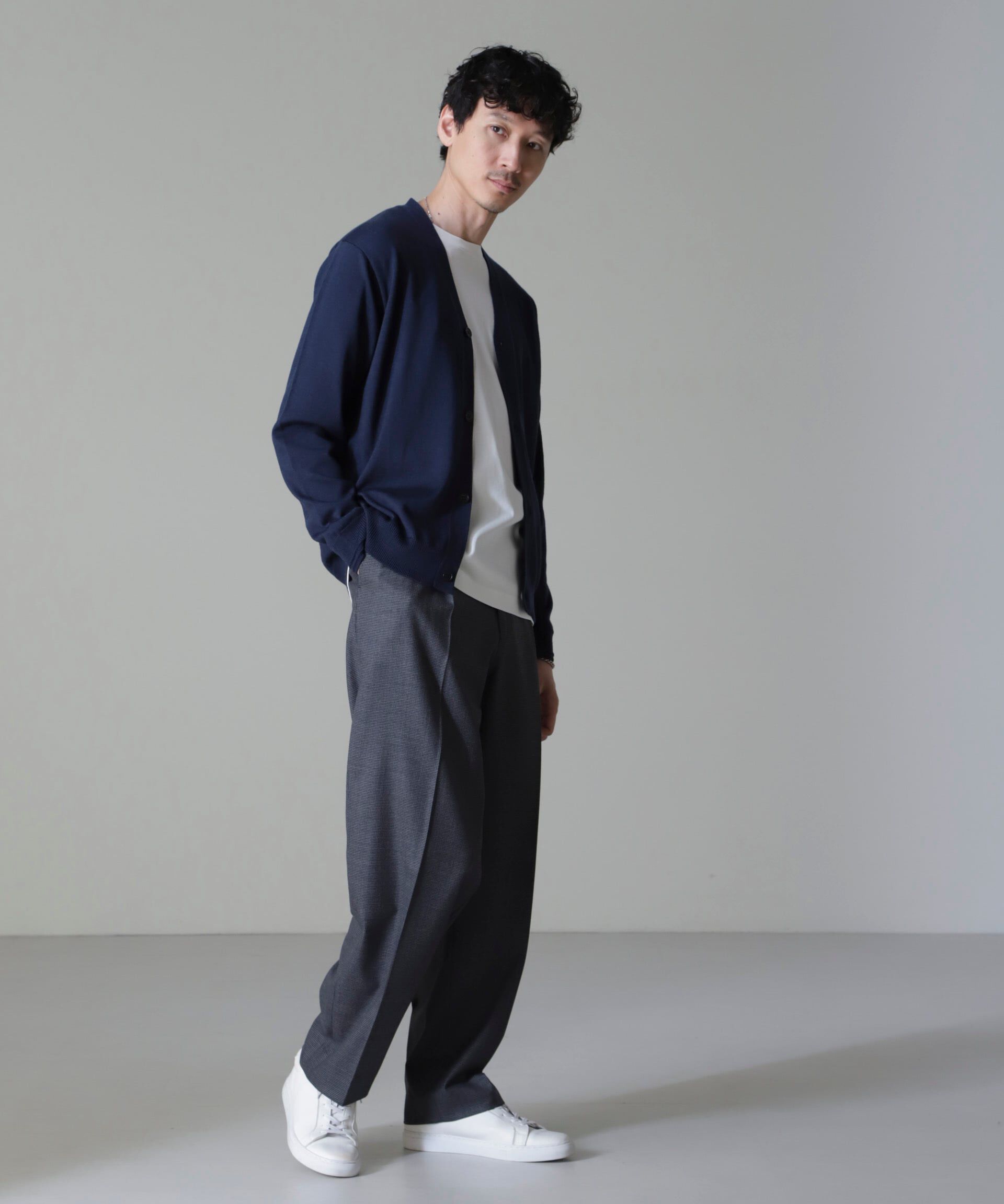 nano･universe「タスマニアミックスベーシックカーディガン」|ニット・セーター|