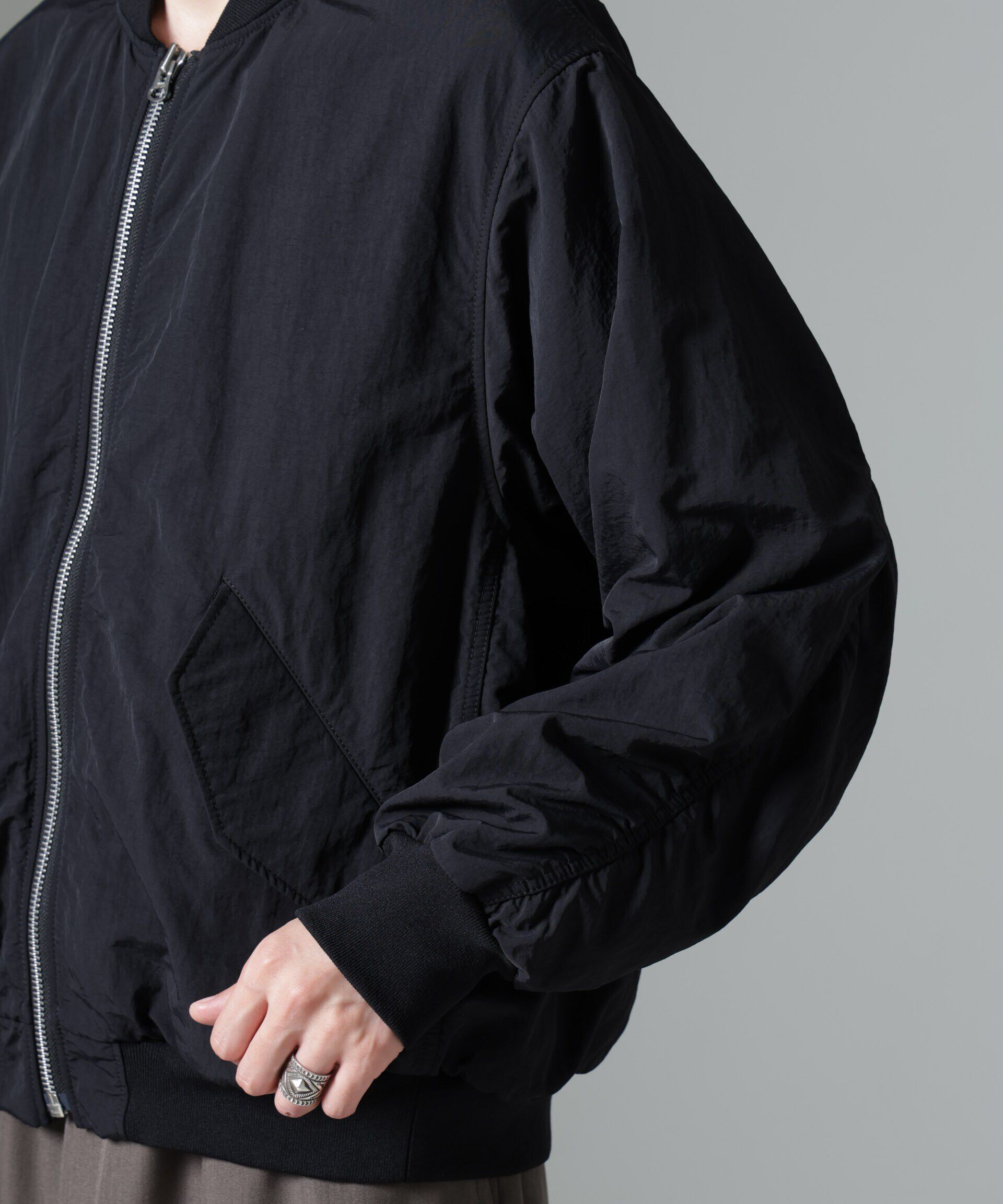 nano･universe「水溶性ボンディング撥水MA-１ブルゾン(セットアップ可)」|ブルゾン・スタジャン|