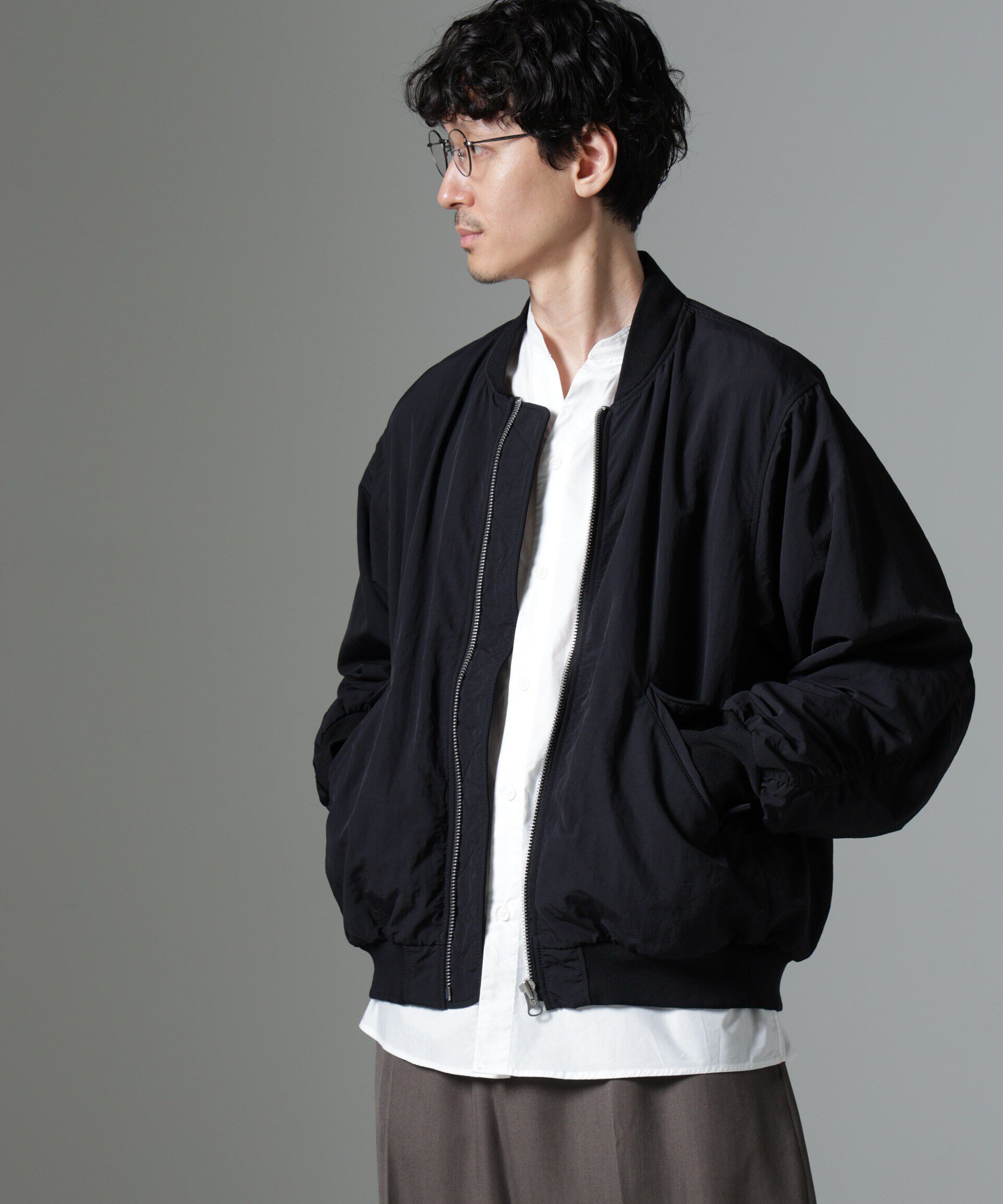 nano･universe「水溶性ボンディング撥水MA-１ブルゾン(セットアップ可)」|ブルゾン・スタジャン|