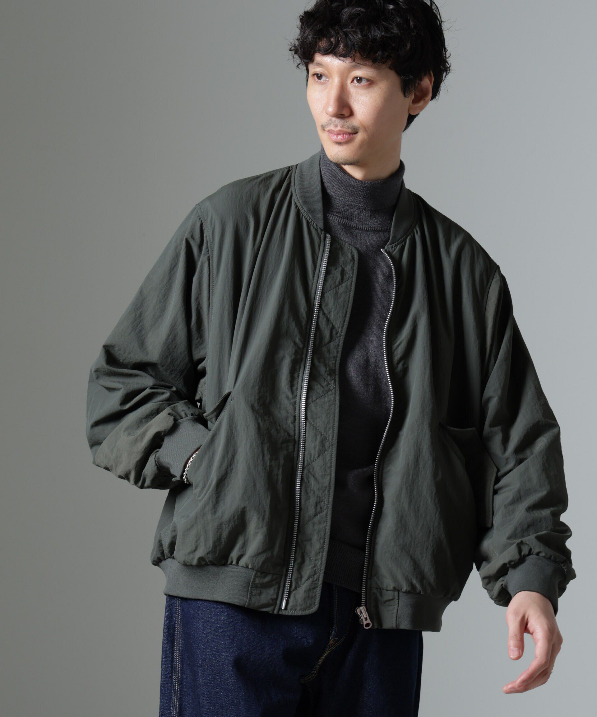 nano･universe「水溶性ボンディング撥水MA-１ブルゾン(セットアップ可)」|ブルゾン・スタジャン|