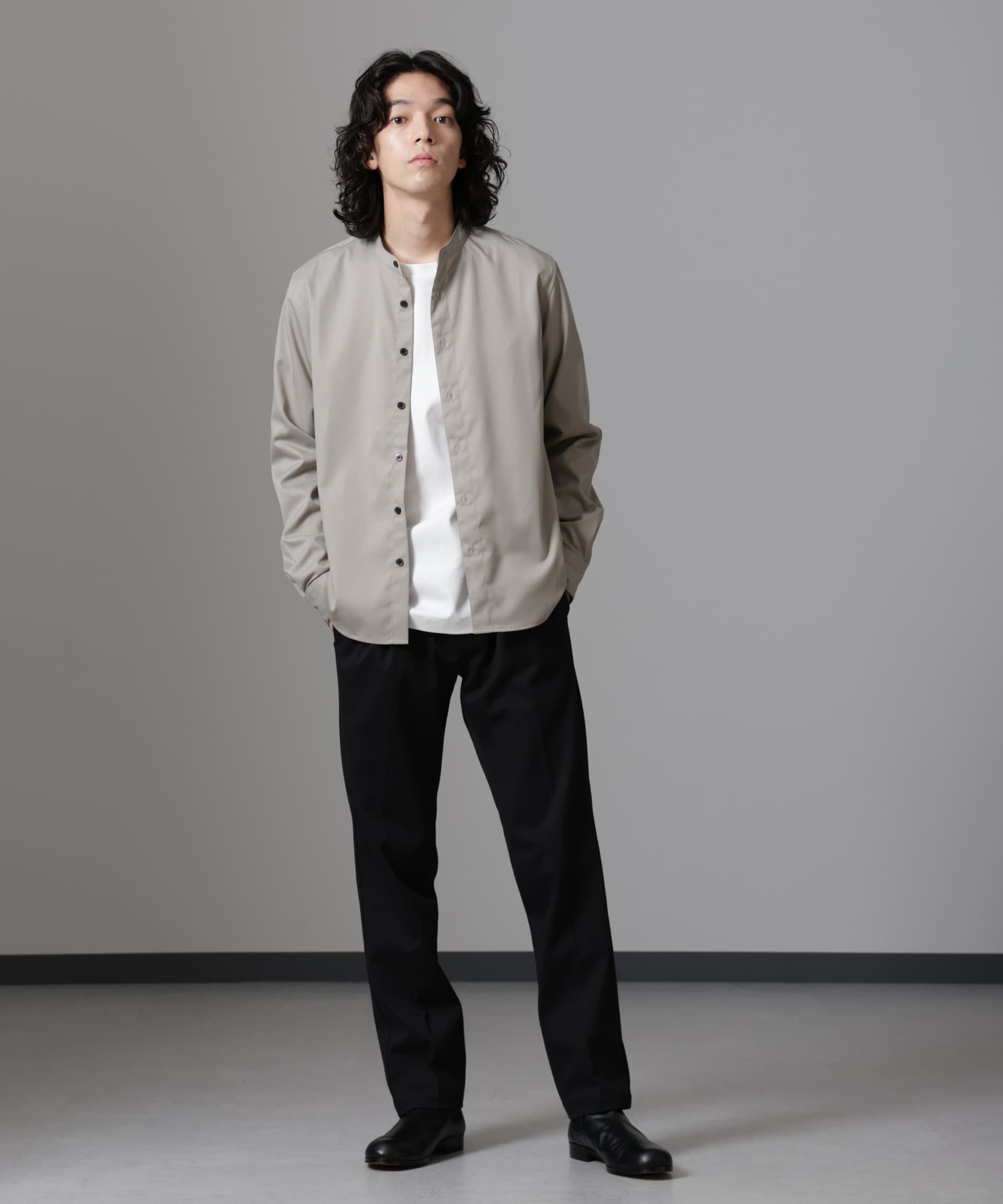 nano･universe「スタンダードバンドカラーシャツ/長袖」|シャツ・ブラウス|ライトベージ 1