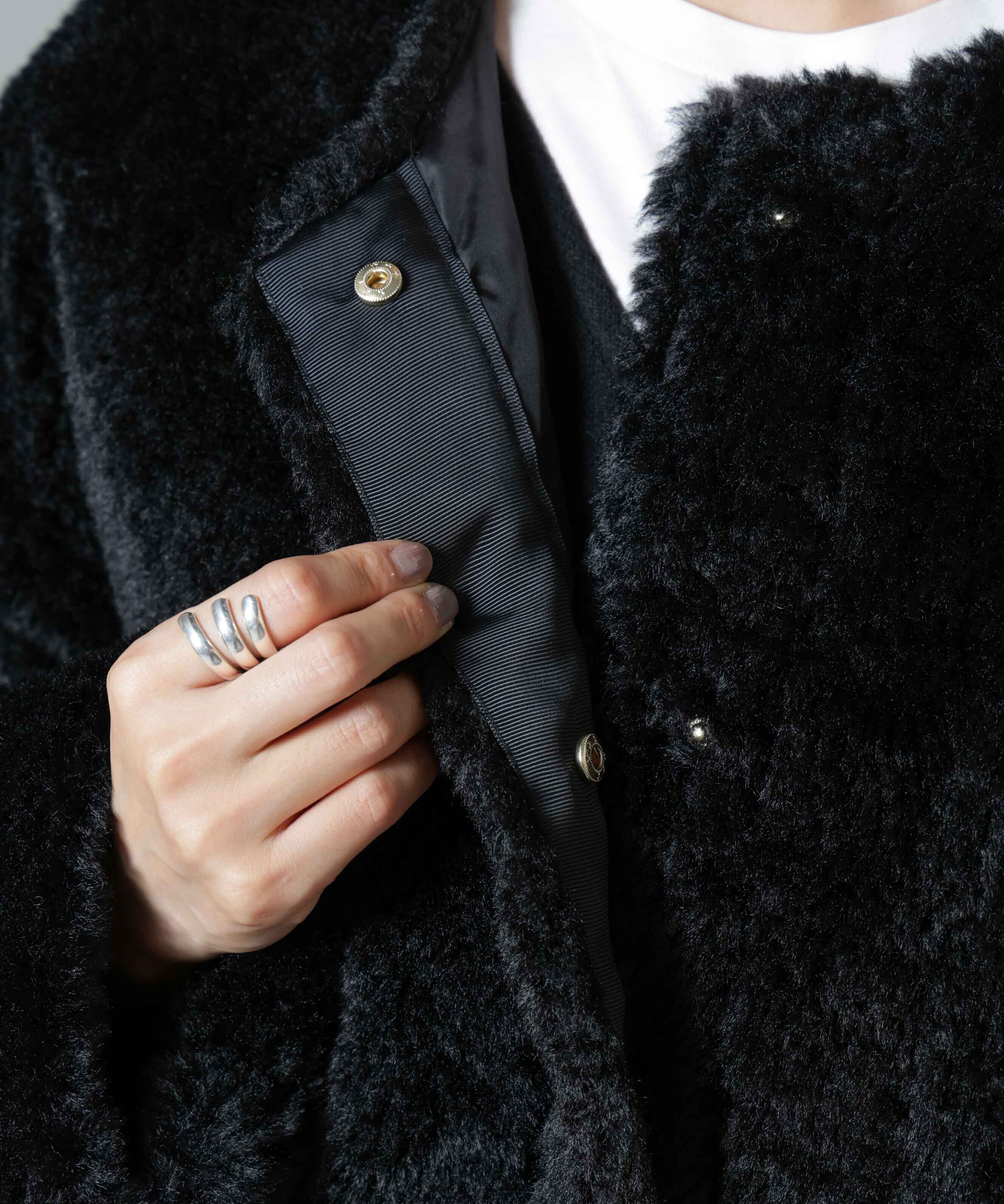 nano･universe「カーリングフェイクファーノーカラーブルゾン」|ブルゾン・スタジャン|