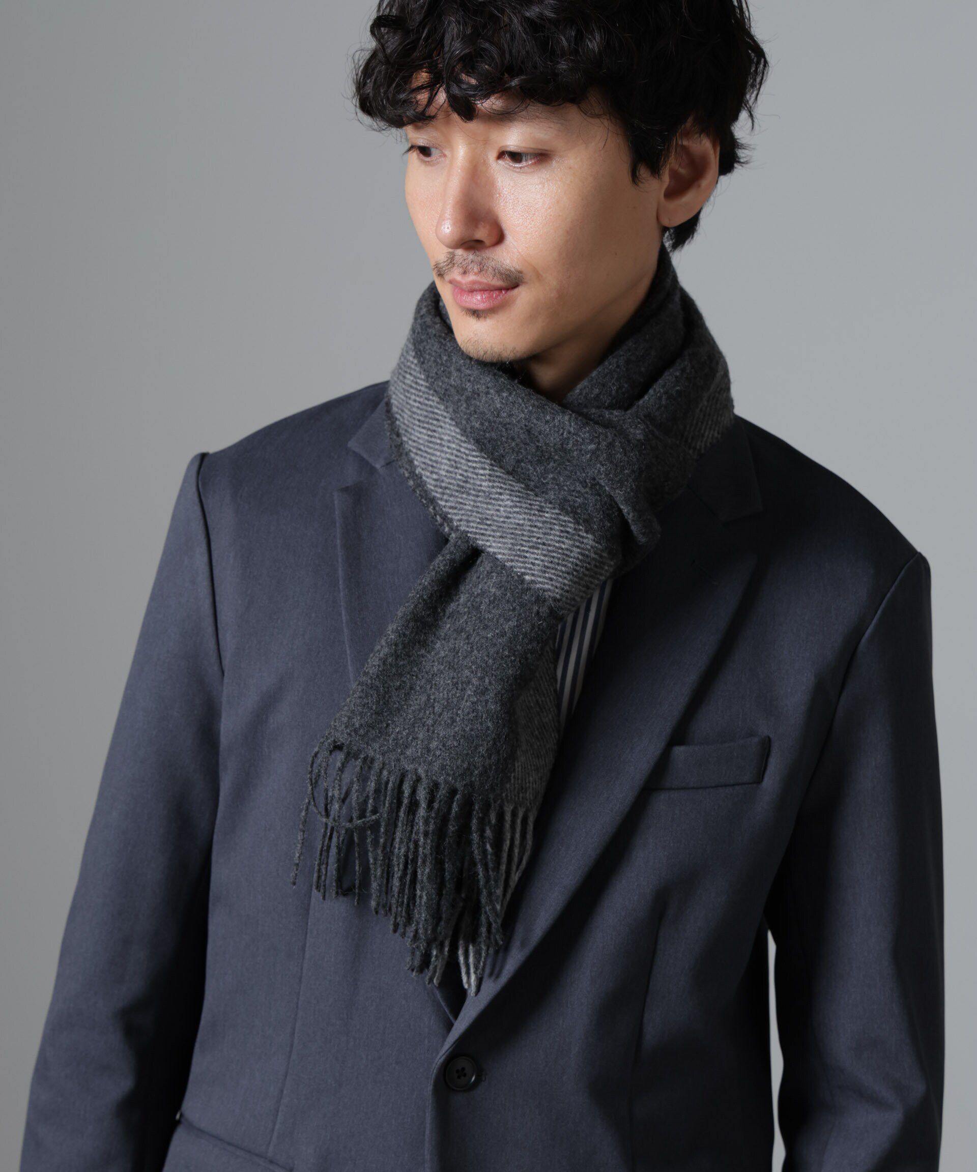 nano･universe「ソフトカシミヤブレンドマフラー」|マフラー|チャコール3