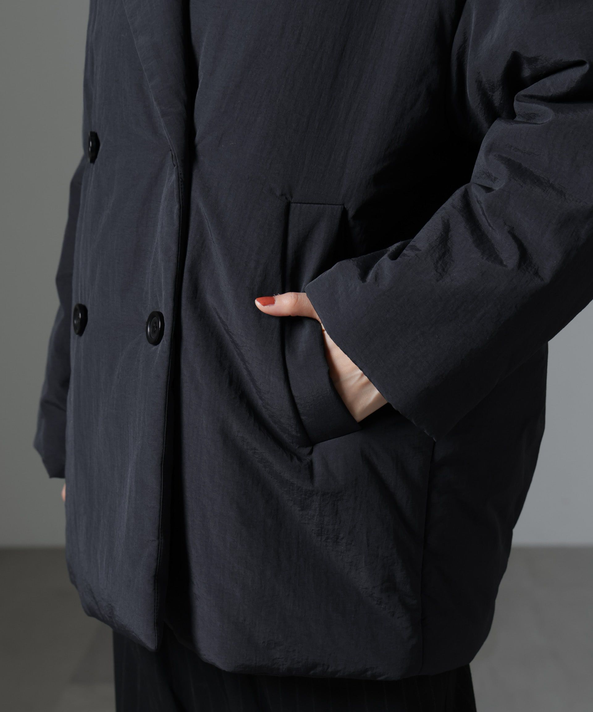 nano･universe「ETHERMALOFT(R)中綿ミドル丈タブルコート」|ブルゾン・スタジャン|