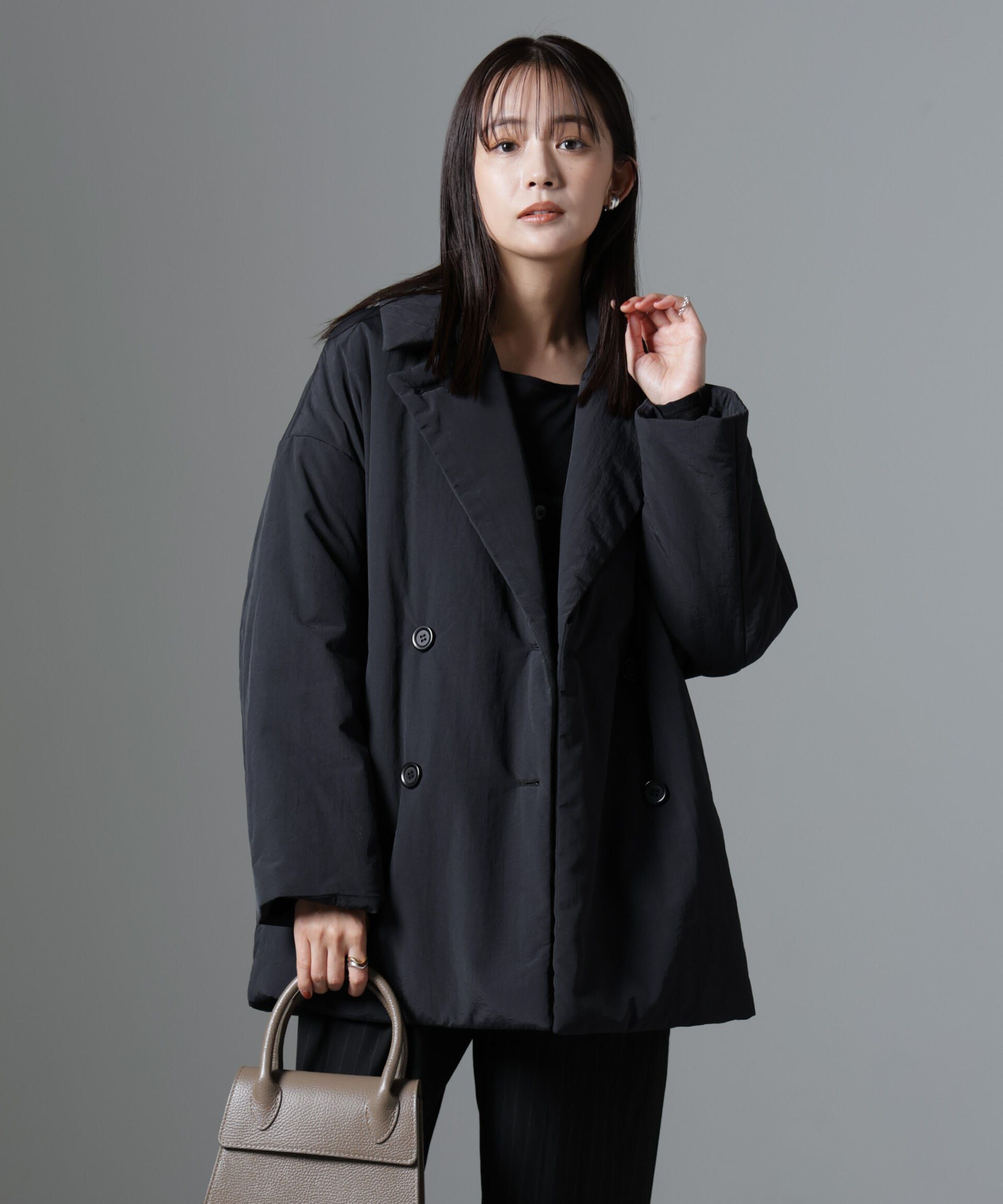 nano･universe「ETHERMALOFT(R)中綿ミドル丈タブルコート」|ブルゾン・スタジャン|