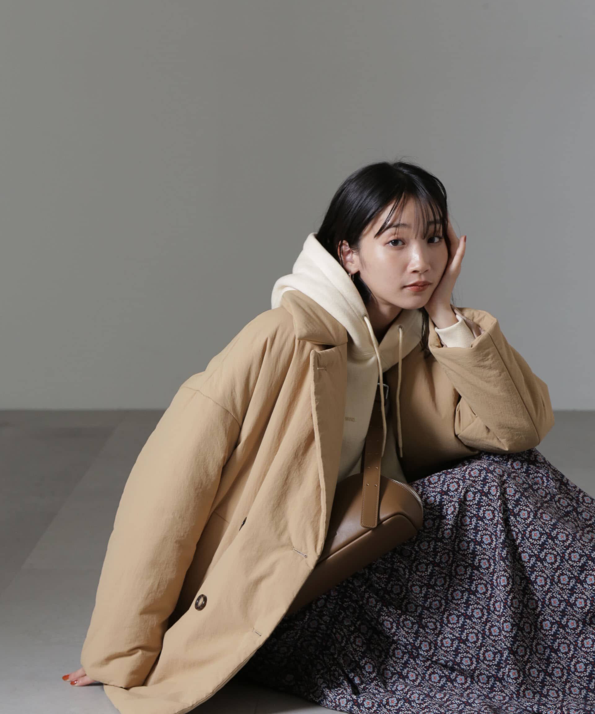 nano･universe「ETHERMALOFT(R)中綿ミドル丈タブルコート」|ブルゾン・スタジャン|ベージュ