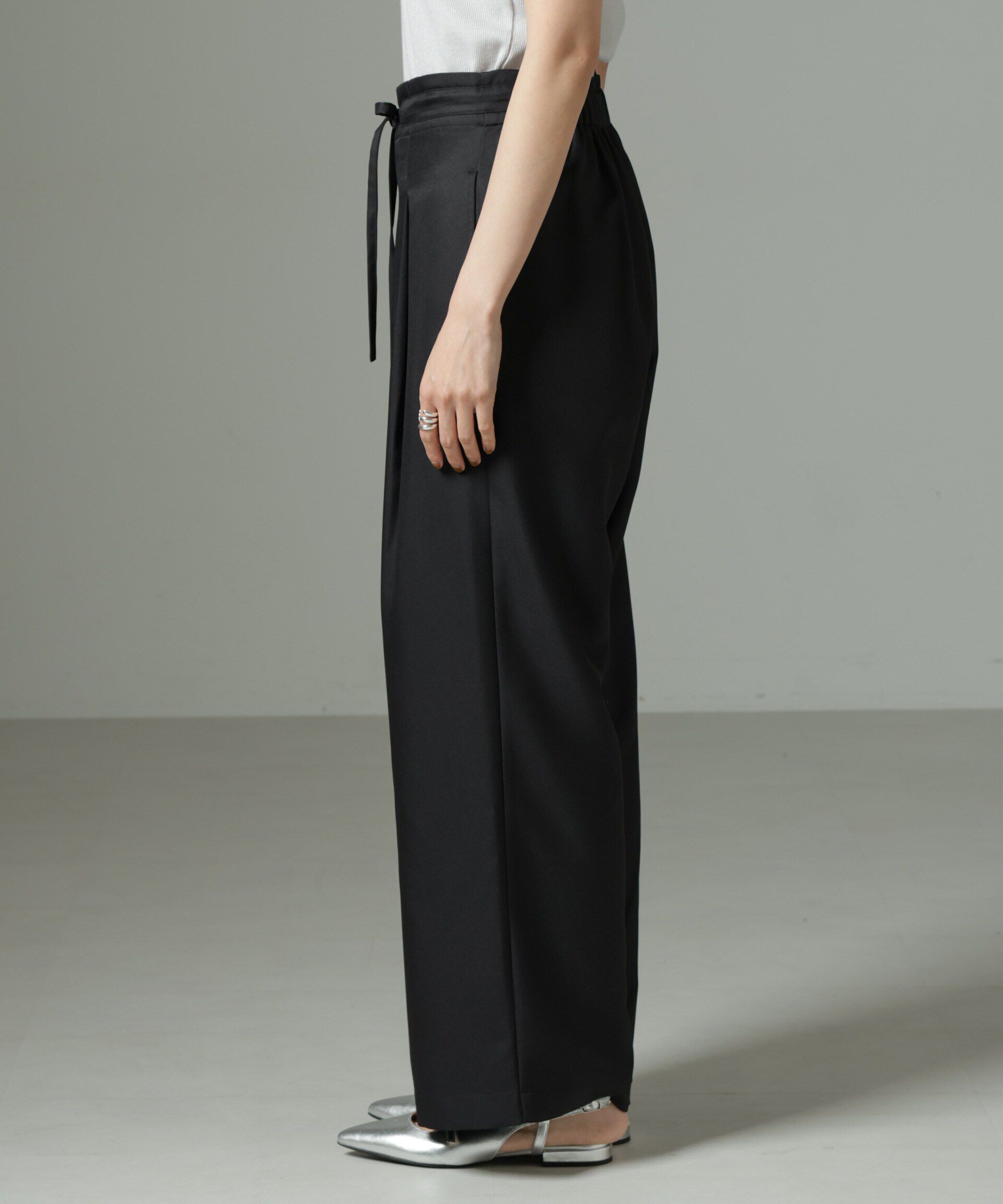 nano･universe「ウエストリボンベルトパンツ（セットアップ可）」|チノ|