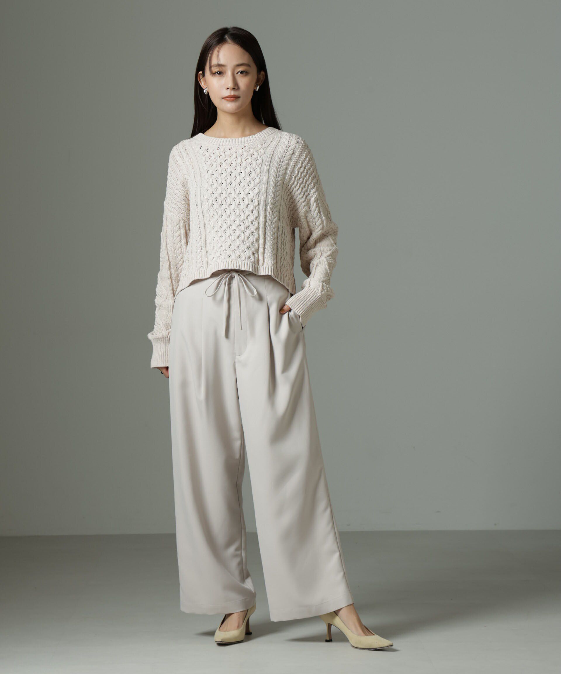 nano･universe「ウエストリボンベルトパンツ（セットアップ可）」|チノ|