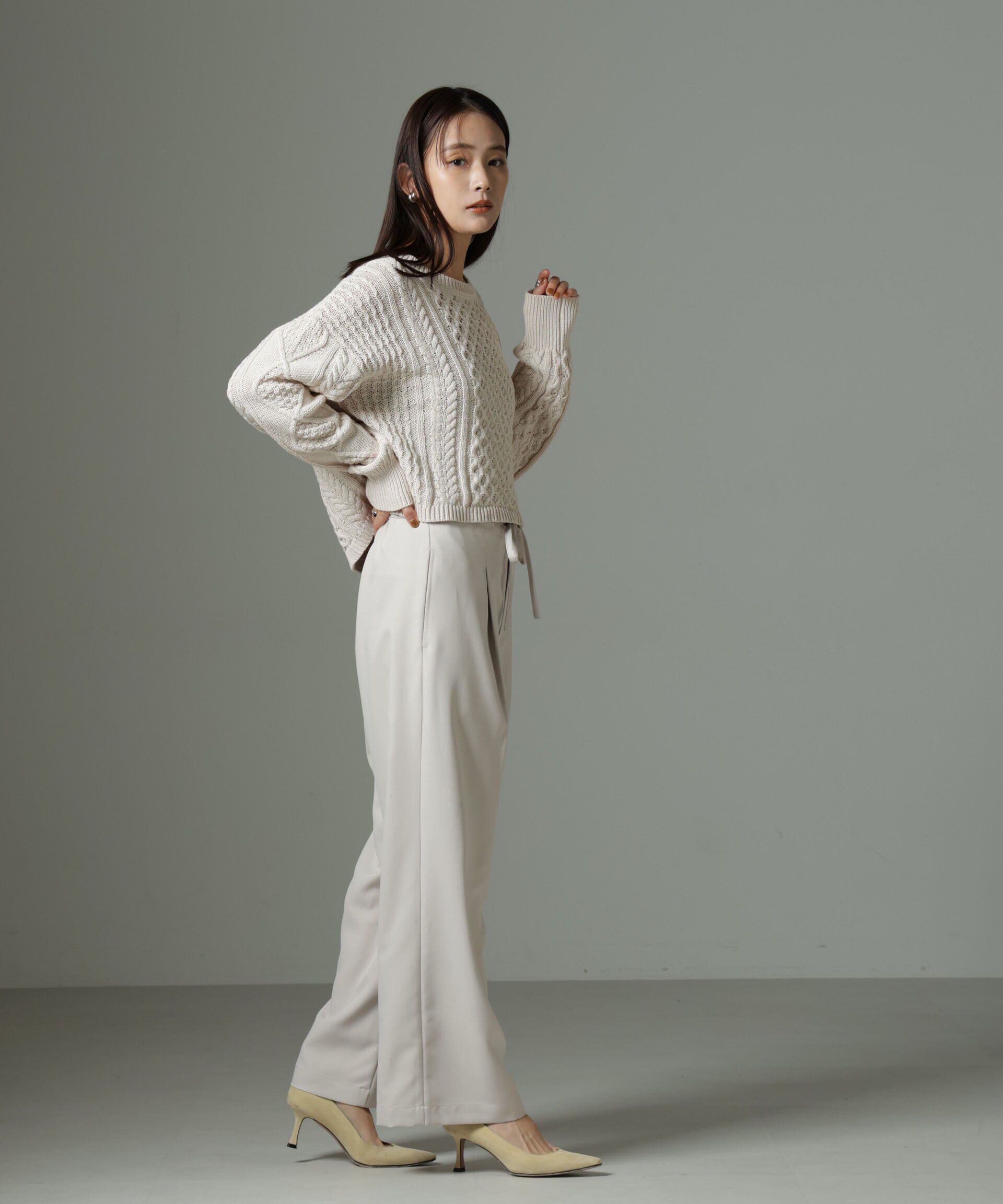 nano･universe「ウエストリボンベルトパンツ（セットアップ可）」|チノ|