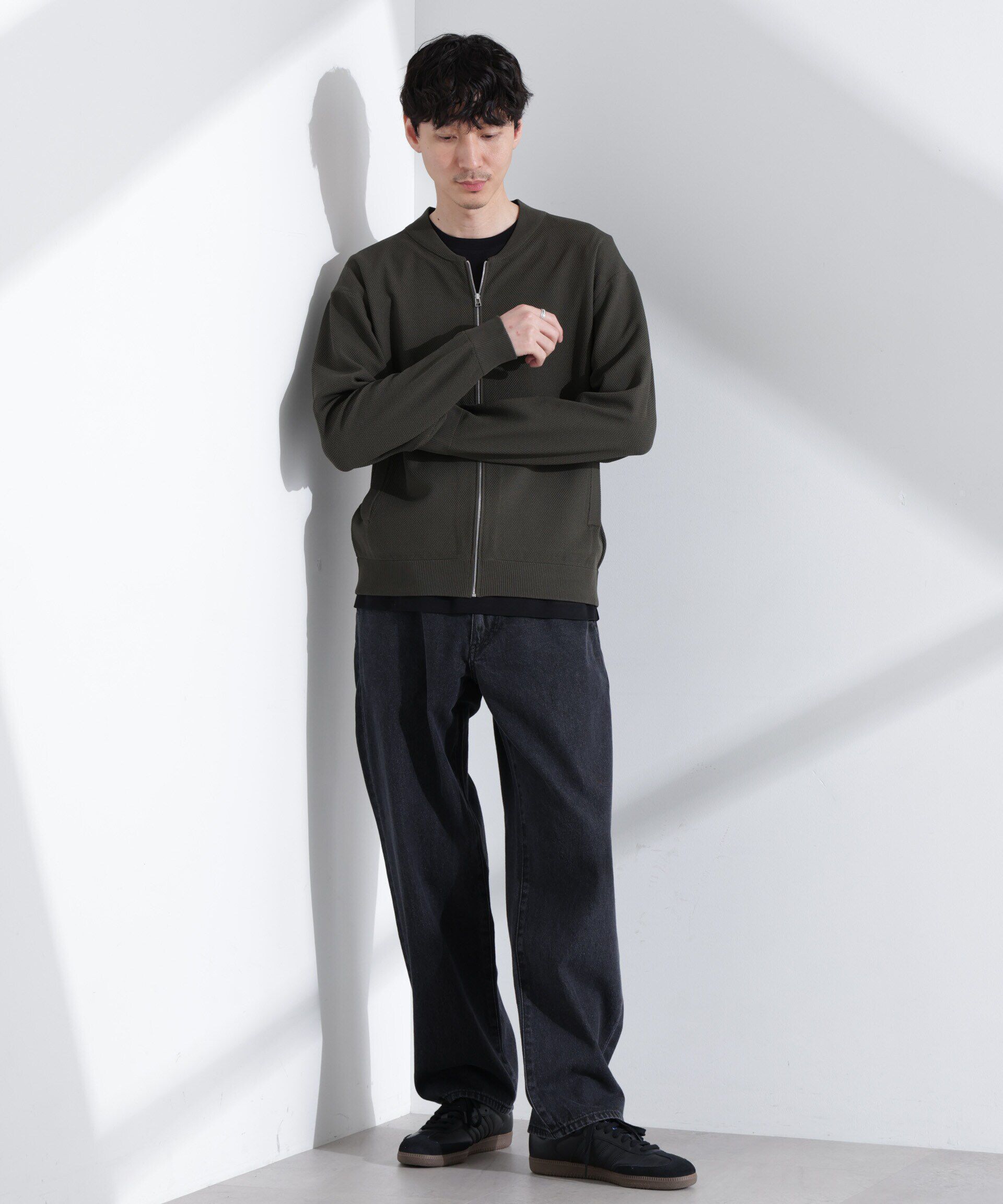 nano･universe「エアニットジップブルゾン」|ブルゾン・スタジャン|