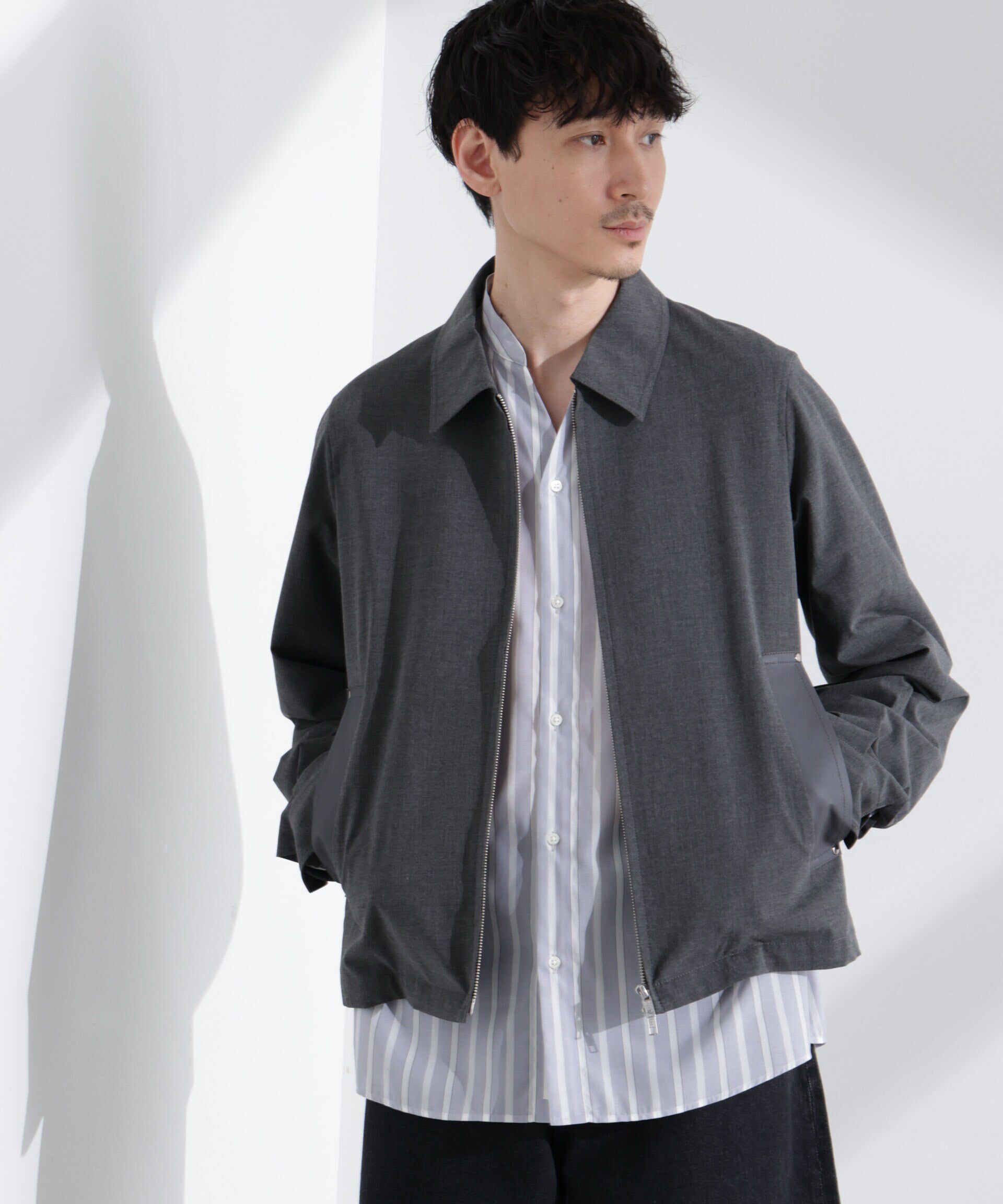 nano･universe「TRPu ZIPブルゾン」|ブルゾン・スタジャン|チャコール3